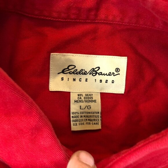 Eddie Bauer Men's Shirt Large Button Up Red Short Sleeve Casual Classic - Picture 5 of 9